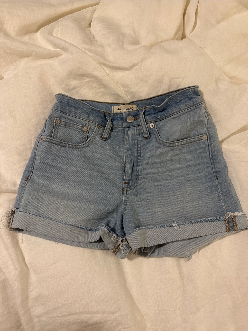 Madewell Light Blue Rolled-Hem Denim Shorts